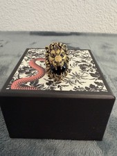 BRAND NEW Gucci Lion Head Bronze Black Crystal Ring Size 10 / X-Small  / 5.25 picture