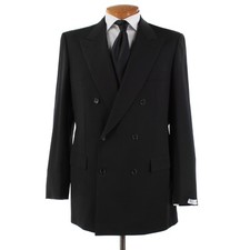 Brioni NWD 100% Wool Tiberio Two Piece Double Breasted Suit Size 43L US In Black picture
