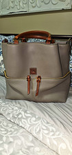 Dooney & Bourke Dawson Pebbled Leather Satchel Top Handle Taupe Med w/ Strap picture