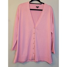 Talbots Modern Girlfriend Cardigan Sweater Pink V-Neck Button Front Plus 1X picture