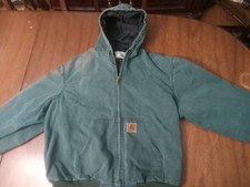 Carhartt J06 HTG Hunter Green Hooded Jacket XL Regular Quilted Lined As-Is Flaws picture