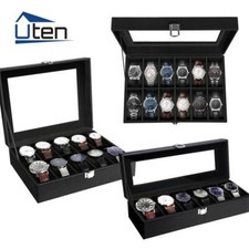 Uten 6/10/12-Slot Watch Box PU Leather Jewelry Watch Case Organizer Display Gift picture