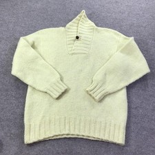 Vintage Banbury Cross Sweater Mens Large Cream Wool Pullover Button Collar 90s picture