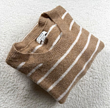 J.Crew Extra-Soft Women’s Large Brown Ivory Striped Merino Wool Sweater picture