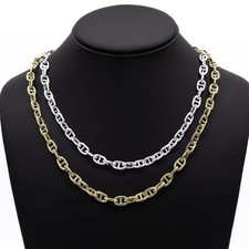 7mm Puffed Mariner Anchor Link Chain Necklace Sterling Silver 925 Italy ALL SIZE picture
