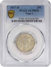 1917-D Standing Liberty Silver Quarter Type 1 AU58FH PCGS picture