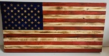 Handmade wooden American flag made in North Georgia USA picture
