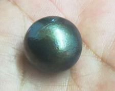 Huge 17- 18mm Natural south sea genuine black green round loose pearl undrilled picture