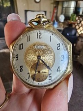Elgin Octagon 14k Gold Filled Pocket Watch Perfect Working Condition 1920-1927 picture