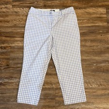 Talbots Perfect Crop Pant 8P Blue White Gingham Slim Leg Cotton Blend NWT picture