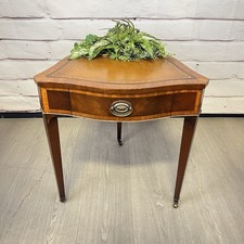 Rare ATQ Regency Style Leather Top Triangular Side Table W/Drawer Brass Pocket picture