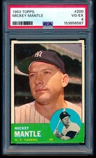 1963 Topps Mickey Mantle #200 PSA 4 ++ Centered, high end beauty picture