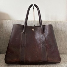 HERMES Garden Party Amazonia Leather Tote Handbag Brown Authentic Pre-owned picture