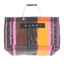 Marni Market Tote Bag Orange & Black Leather Handbag picture