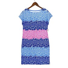 New TALBOTS Dress Seashell Blue Pink Color Block Beach Medium W895 picture