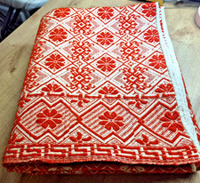 Vintage Greek Wool Blanket Karameloti Handwoven Ultra Orange Boho Bedspread 70s picture