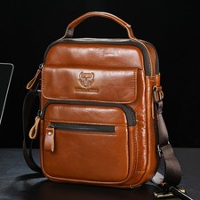 Men Genuine Leather Sling Bag Crossbody Shoulder Messenger Bag Business Travel M picture