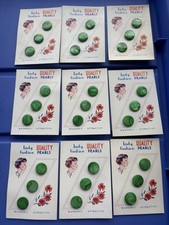 Vintage Lady Fashion Quality Pearls Green Round Pearl Buttons Lot 9 picture