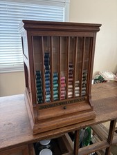 Antique J.&P. Coats Spool Cotton Oak Sewing Cabinet Country Store Display picture