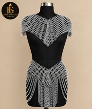 Chainmail Armor Set Medieval LARP Costume Renaissance Shoulder Cape Hip Skirt picture