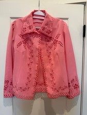 Vintage 1970s Coral Pink Eyelet Embroidered Jacket / Blouse - Broderie Anglaise picture