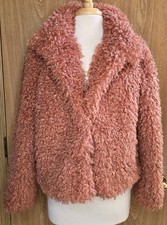 Donna Salyers fabulous Furs Pink coat Pink Faux Fur Sherpa Size M NEW picture