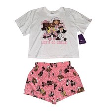 Bratz Let's Go Girls Cowgirl Pajama Set Womens L Pink Graphic T Shorts sleepover picture
