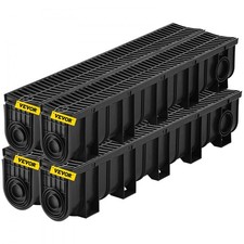 VEVOR TRENCH DRAIN SYSTEM CHANNEL DRAIN WITH PLASTIC GRATE 5.9 X 7.5 IN - BLACK picture