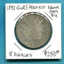 MEXICO - SPECTACULAR HISTORICAL SILVER 8 REALES, 1892 Go RS, KM# 377.8 picture