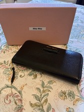 Miu Miu Women’s Black Zip-Around Wallet Bow with Gold Logo and hardware with box picture