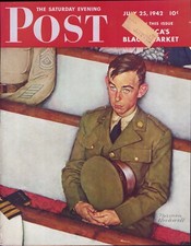 JULY 25 1942 Willie in Church NORMAN ROCKWELL SE POST ORIG COVER ONLY #1 picture