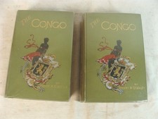 Antique 1890 Henry Stanley The Congo 2 Vol Book Set W/ Maps picture