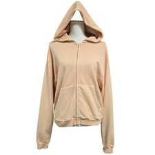 SKIMS Cotton Fleece Full Zip Hoodie Sweatshirt Peach Orange Women's Size M picture