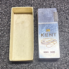 Vintage Kent King Size Cigarette Advertising Lighter, Silver, with Box picture