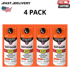 Rust-Oleum Stops Rust Custom Spray Paint 5-in-1 Gloss Orange 12oz, 4 Pack picture