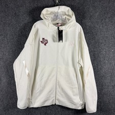 Adidas Texas A&M Aggies ZNE Full Zip Long Sleeve Hoodie Mens XL White KR0009 NWT picture