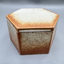 Hexagon Stoneware Trinket Box & Lid Dansk Int'l Japan MCM Quistgaard Vtg  READ picture