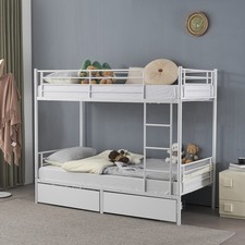Twin Over Twin Bunk Bed with Two Storage Drawers & Full-Length Guard Rail picture