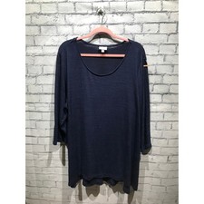 Avenue Women Plus 22/24, Navy Blue Tunic Top Minimalist Casual Stretch Knit picture
