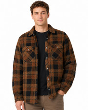 O'Neill Men's Glacier Plaid Superfleece Shirt Jacket Dark Khaki Medium $70 picture