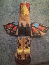 Vintage Stan James Signed Miniature Totem Pole Carving Nanaimo BC Indigenous Art picture