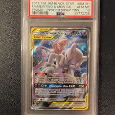 Pokémon 2019 Mewtwo & Mew GX SM191 Black Star Promo TAG TEAM PSA 10 picture