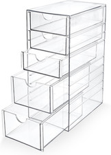 Prsildan Hair Accessories Organizer Acrylic Drawer with 5 Small Drawers | Clear, picture