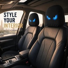 2PCS Funny Cartoon Car Headrest Covers Slanted Eyes Seat Decor picture