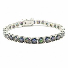 REAL Multicolor MOISSANITE Tennis Chain Bracelet 925 Silver Pass Tester 5mm picture