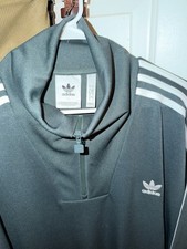 Adidas Originals 3-Stripes 1/4 Zip Pullover Men's Large Green Trefoil NWOT picture
