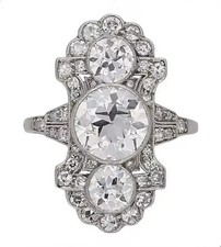 3Ct Art Deco Style Round Lab Created Diamond Wedding 14K White Gold Finish Ring picture