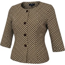 Talbots Brown Cream Cane Weave Cotton Button Front 3/4 Sleeve Jacket 511 picture