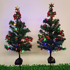2Pcs LED Solar Lights Christmas Tree Stake Lamp Path Garden Outdoor Xmas Decor picture