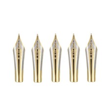 5pcs Replacement Fountain Pen Nibs 0.5mm Medium Fine Nib Iridium Tip Gold picture